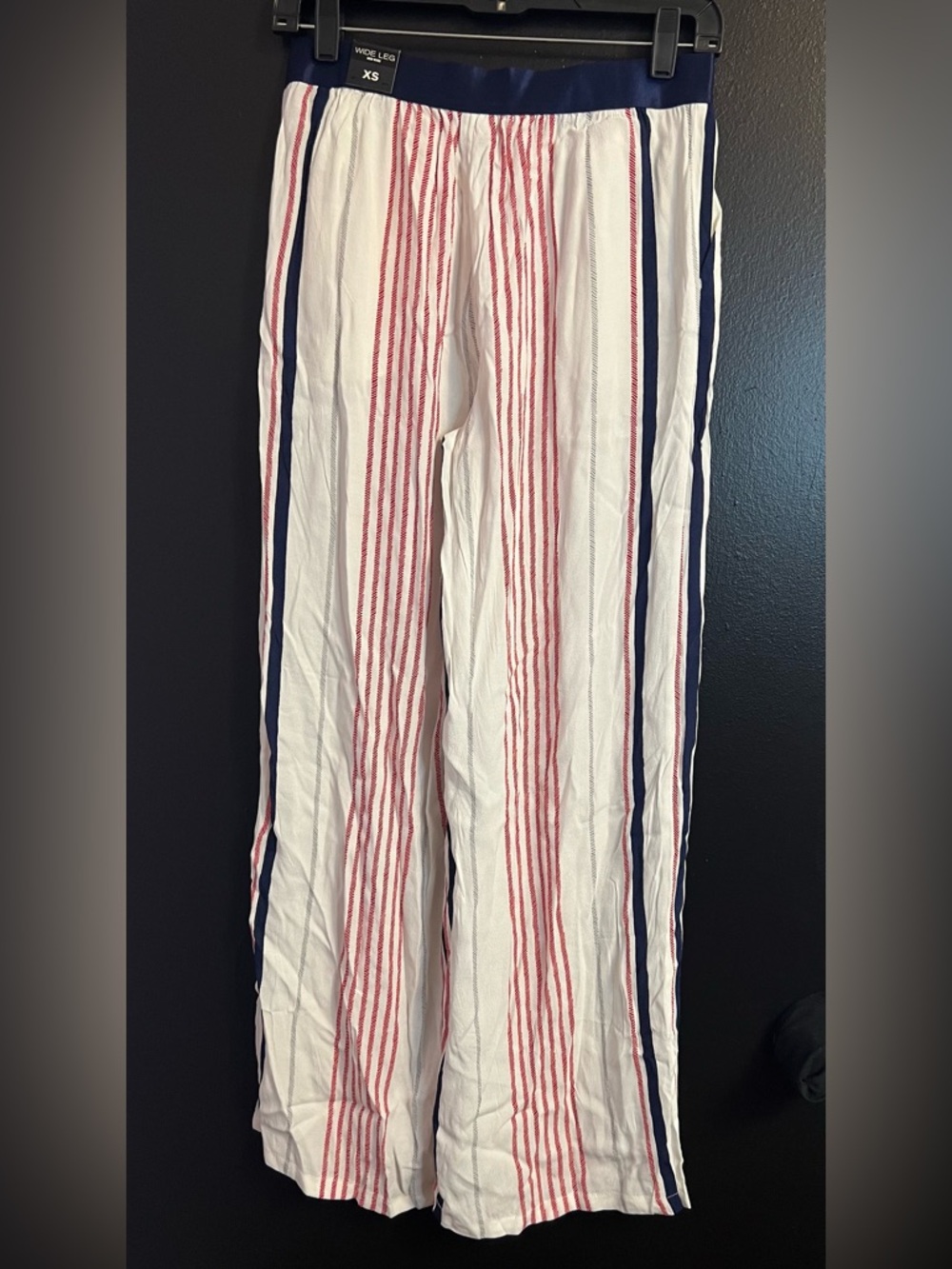 EXPRESS Wide Leg Striped Pants with Satin Waistband - Picture 3 of 6